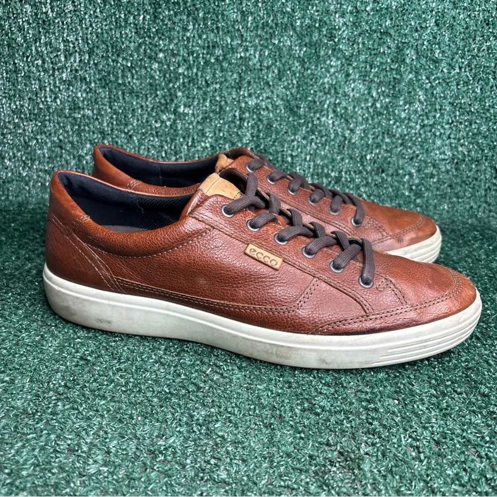 ECCO Soft 7 Sneakers Shoes Brown Everyday Leather Mens Size US 11 / EU 45